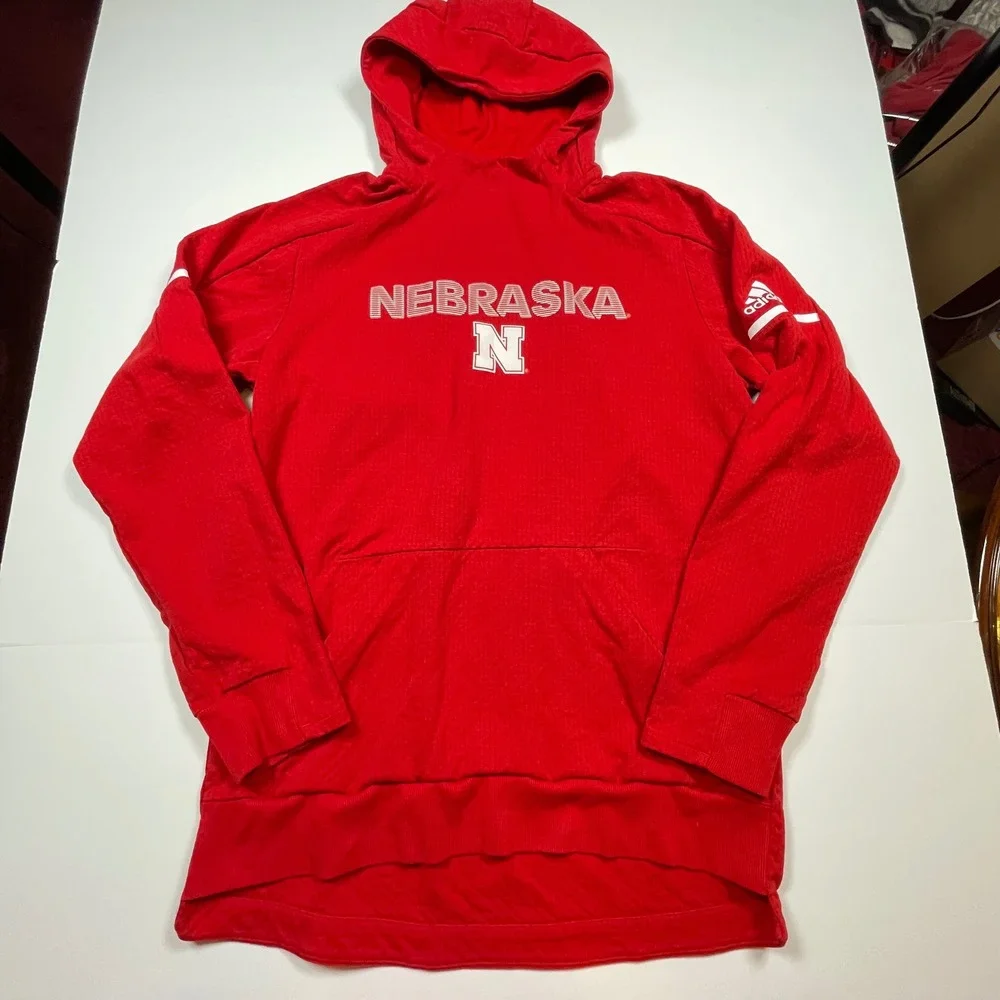Adidas Nebraska Cornhuskers Climalite Hoodie Mens Medium Red Mesh Sweatshirt